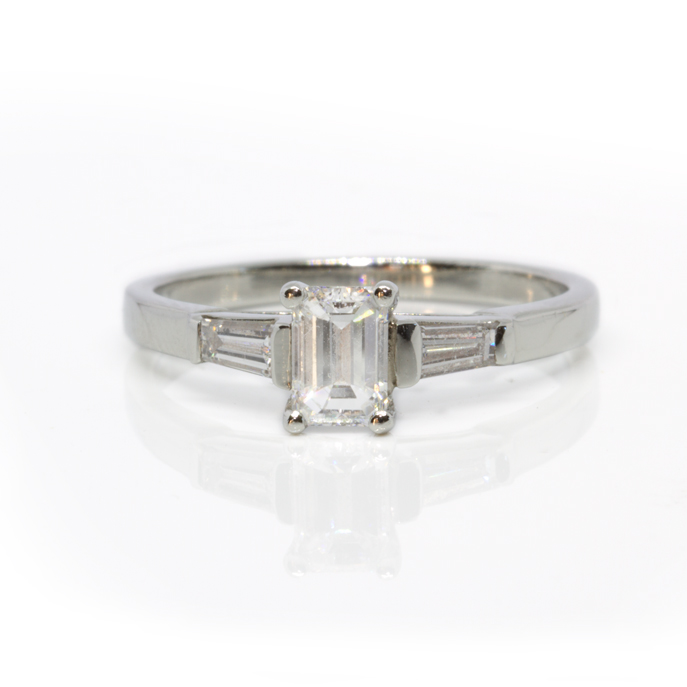 Platinum Emerald Cut Diamond Ring - Image 2