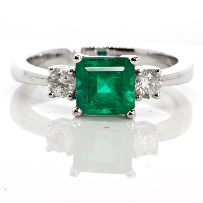 Platinum Emerald and Diamond Ring - Image 2