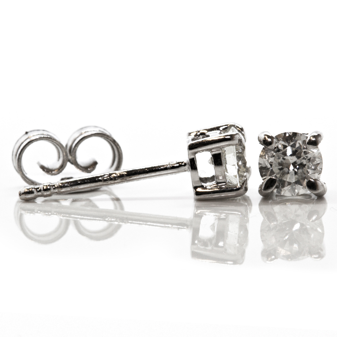 18ct White Gold Diamond Earrings - Image 2
