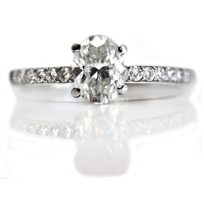 Platinum Oval Cut Diamond Ring - Image 2