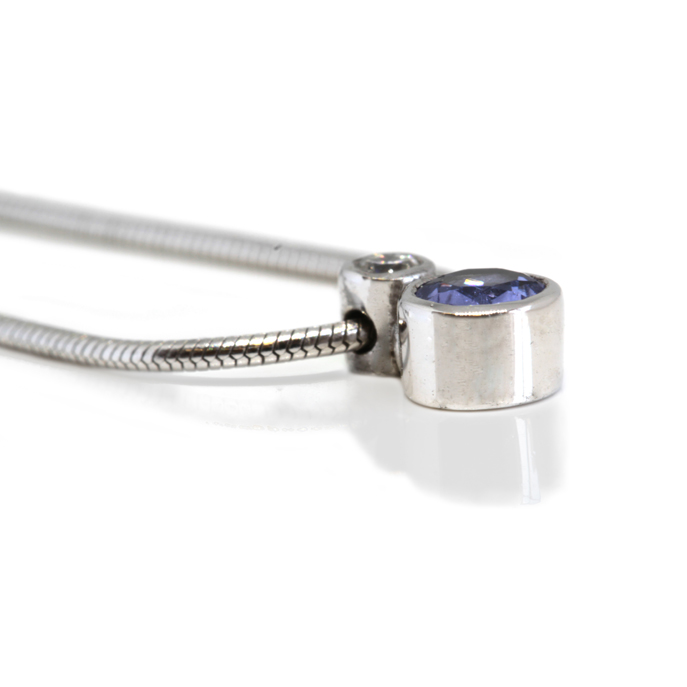 9ct White Gold Tanzanite and Diamond Pendant - Image 2
