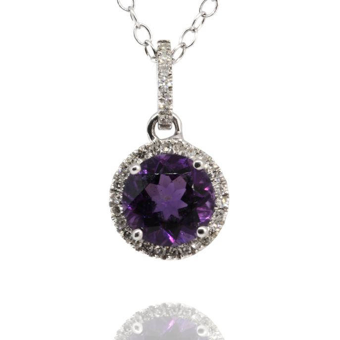 9ct White Gold Amethyst Pendant