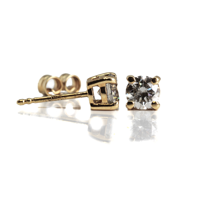 18ct Yellow Gold Diamond Earrings - Image 2