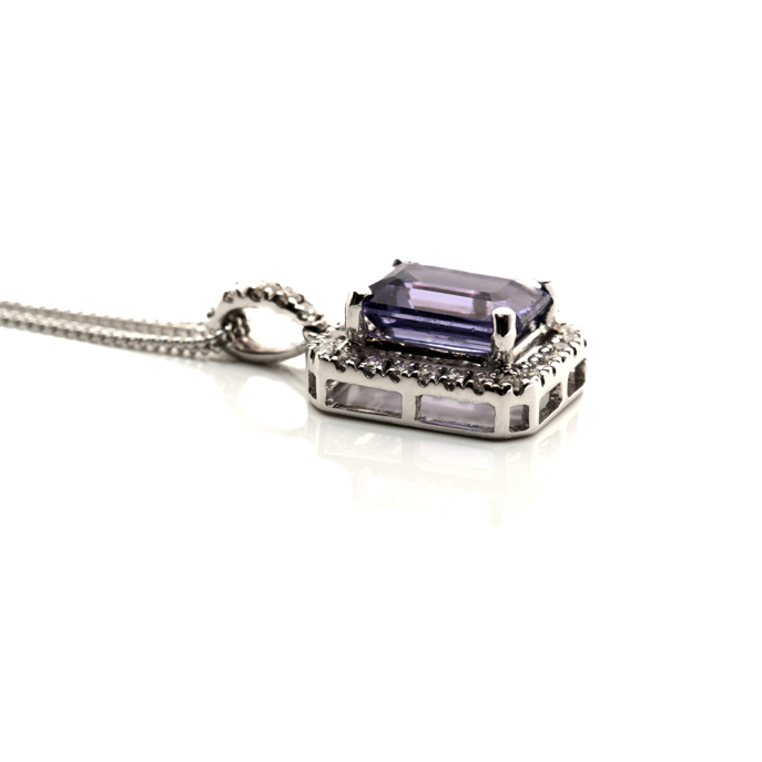 18ct White Gold Tanzanite and Diamond Pendant - Image 2
