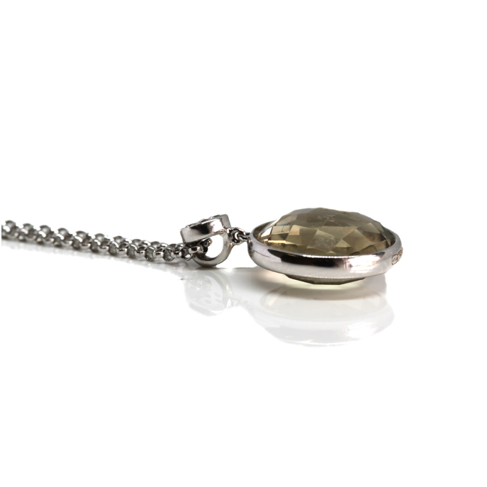 18ct White Gold Smokey Quartz Necklace - Image 2