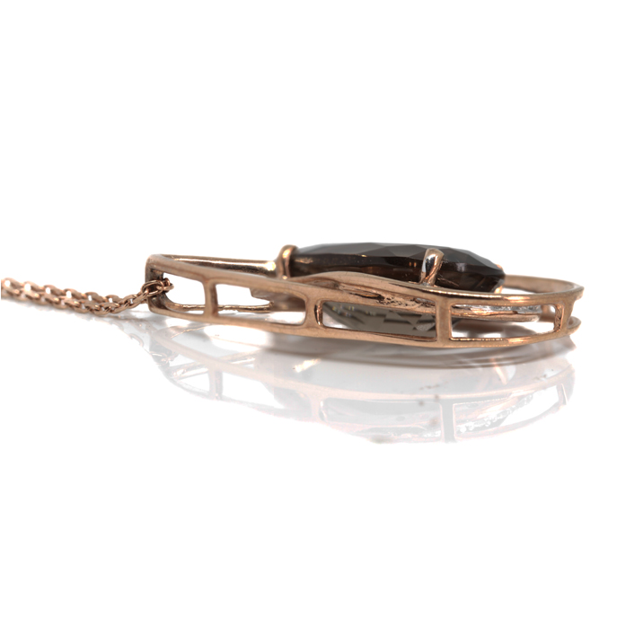 9ct Rose Gold Smokey Quartz Pendant - Image 2