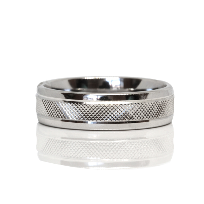 18ct White Gold Gents Wedding Ring - Image 2