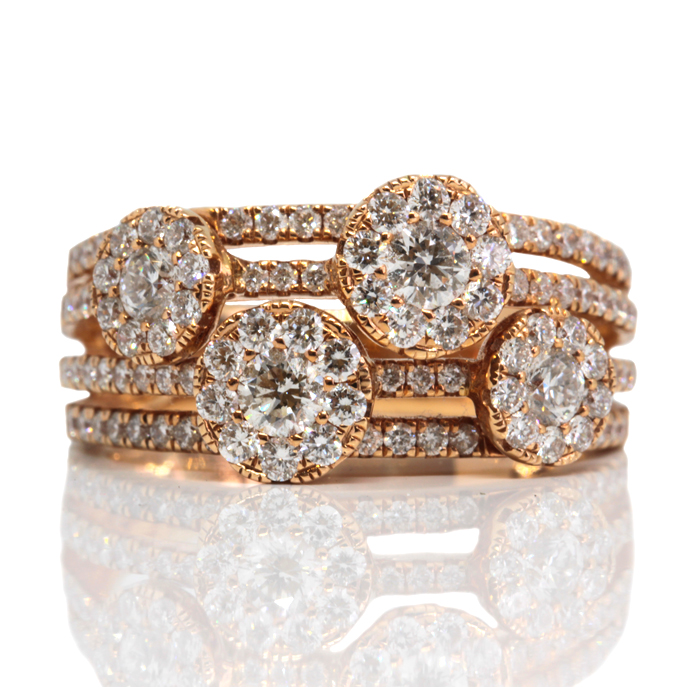 18ct Rose Gold Diamond Dress Ring - Image 2