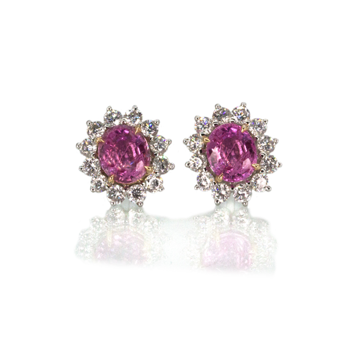 18ct White Gold Pink Sapphire Earrings