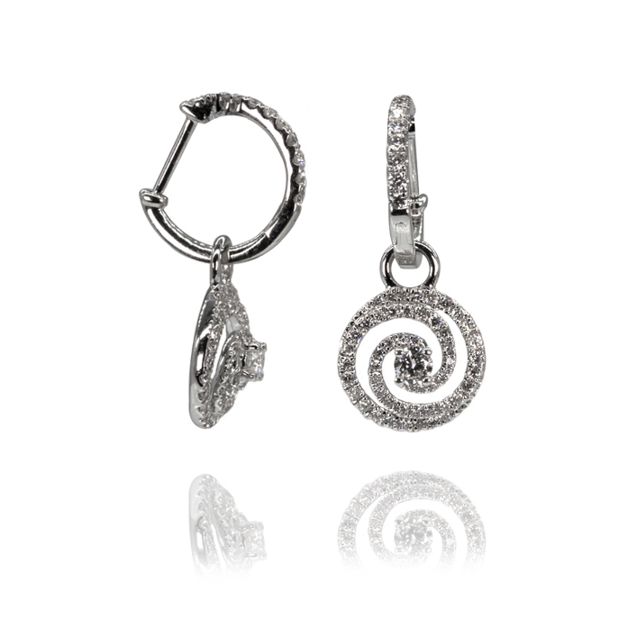 18ct White Gold Diamond Earrings - Image 2