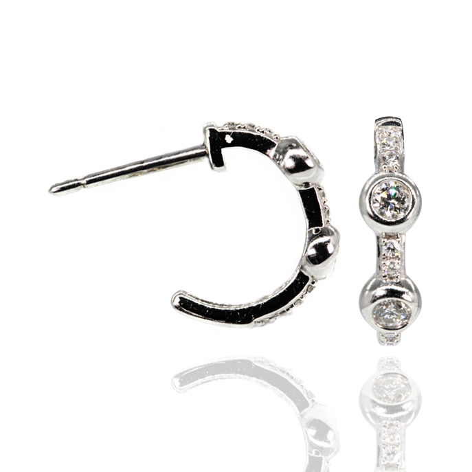 9ct White Gold Diamond Earrings - Image 2