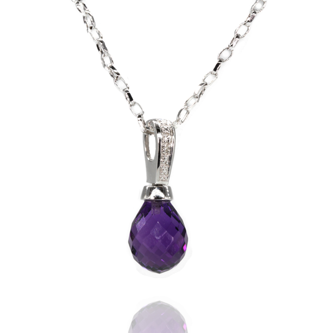 9ct White Gold Amethyst Pendant