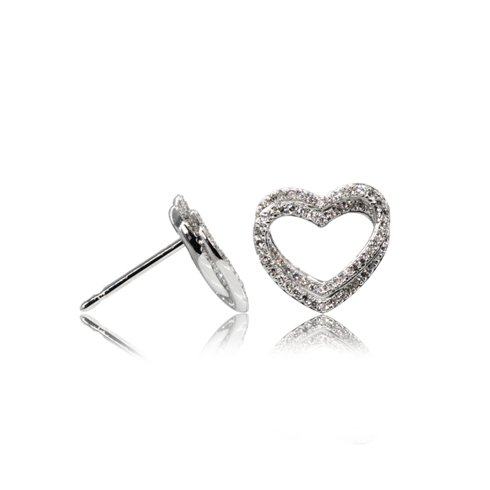 9ct White Gold Diamond Earrings - Image 2