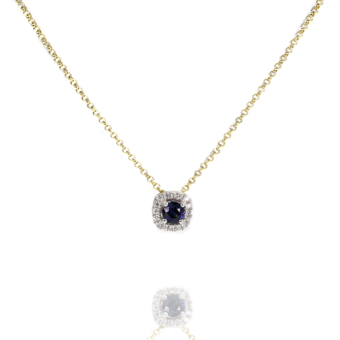 18ct White Gold Sapphire and Diamond Necklace