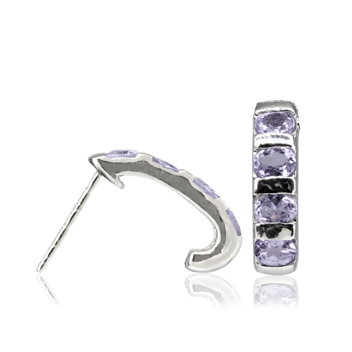 9ct White Gold Tanzanite Earrings - Image 2