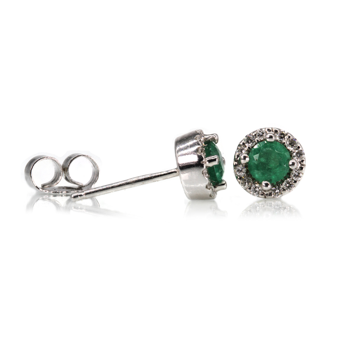 9ct White Gold Emerald Earrings - Image 2