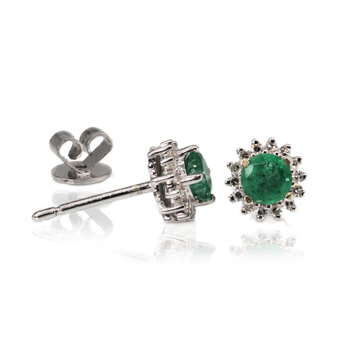 9ct White Gold Emerald Earrings - Image 2