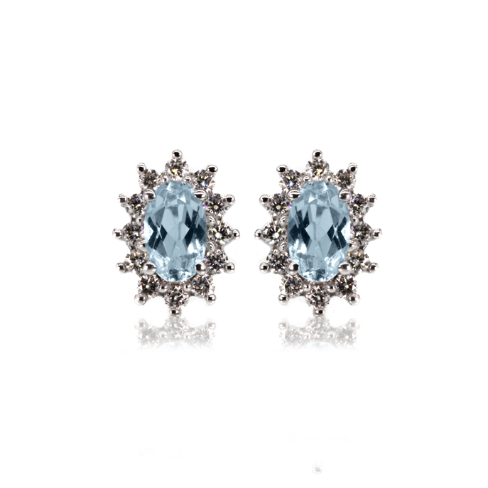 9ct White Gold Aquamarine Earrings