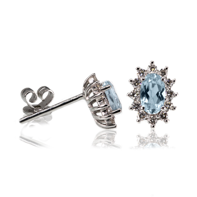 9ct White Gold Aquamarine Earrings - Image 2