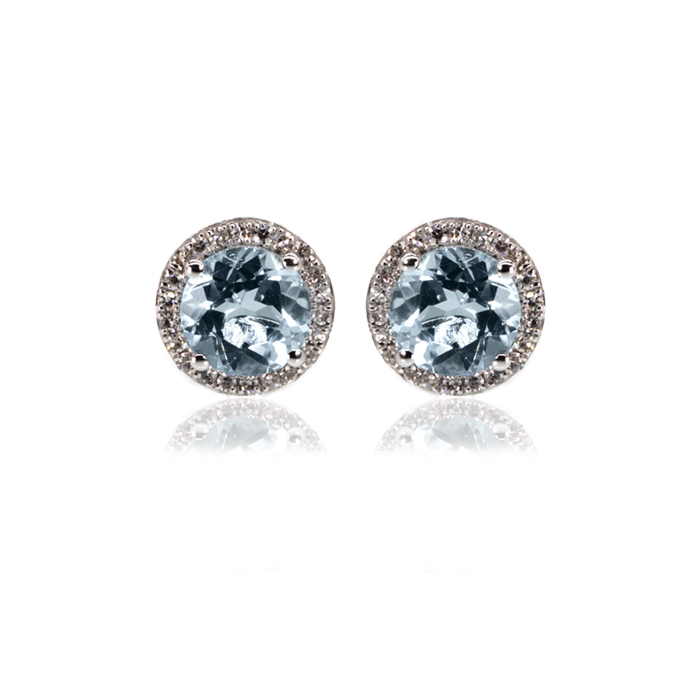 9ct White Gold Aquamarine Earrings