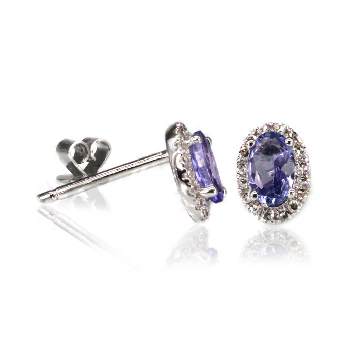 9ct White Gold Tanzanite Earrings - Image 2