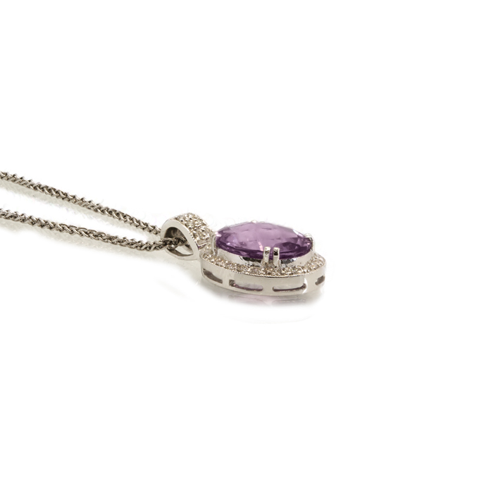 9ct White Gold Amethyst Pendant - Image 2