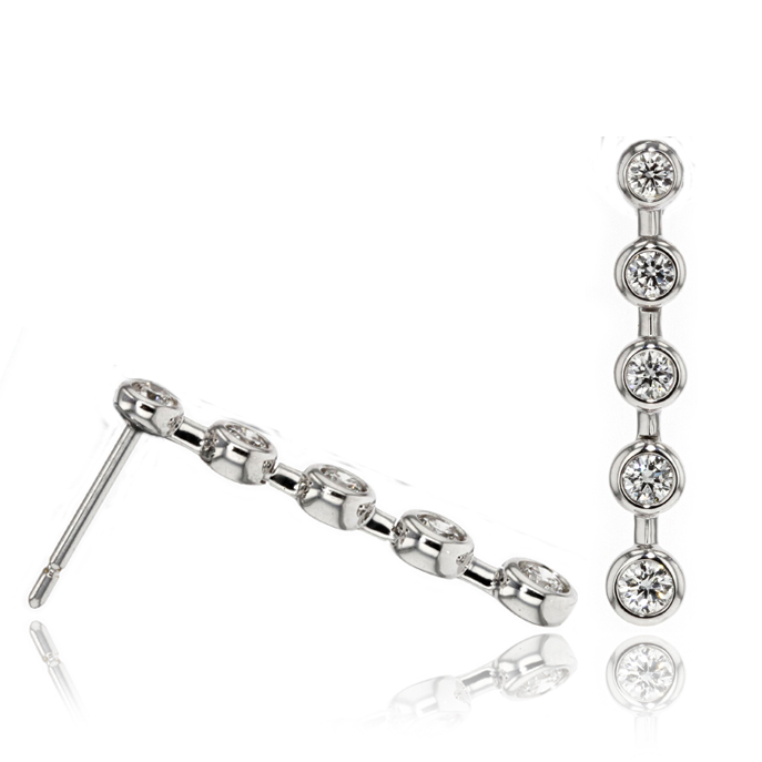 18ct White Gold Drop Earrings - Image 2