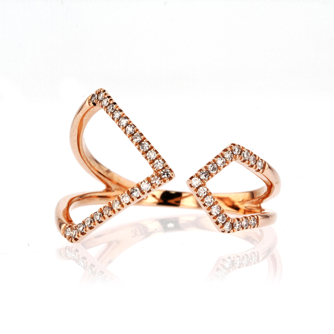9ct Rose Gold Diamond Ring - Image 2