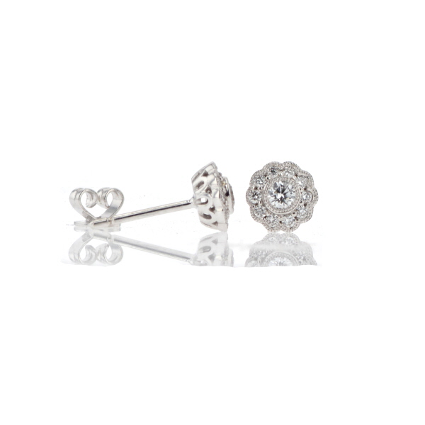 9ct White Gold Diamond Earrings - Image 2