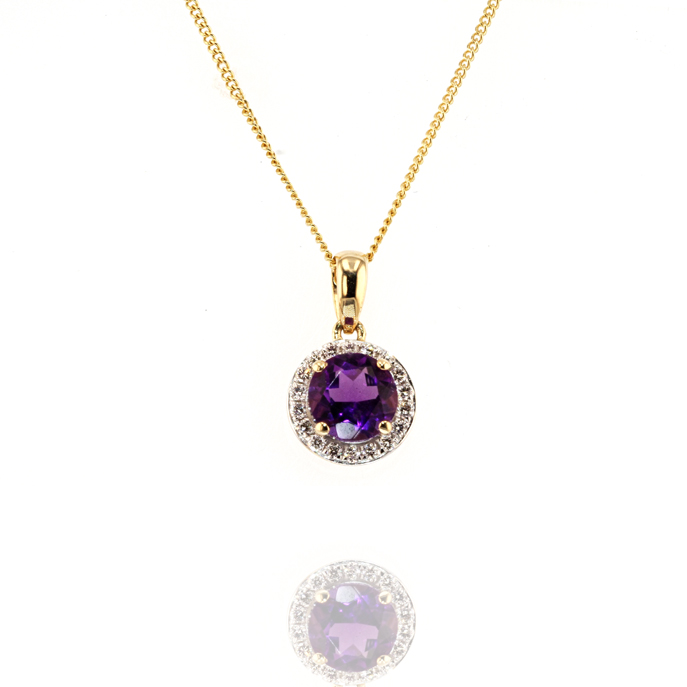 9ct Yellow Gold Amethyst Pendant