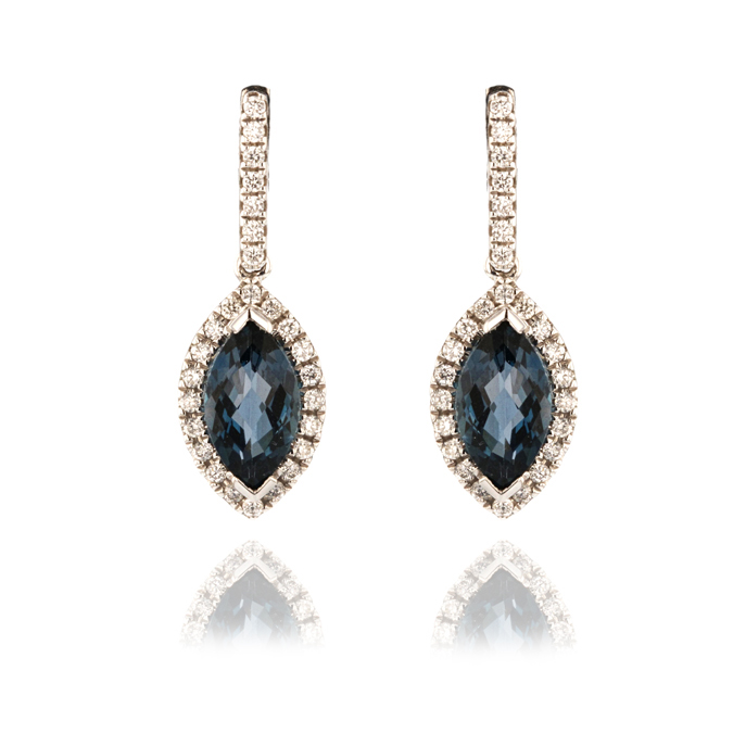 18ct White Gold Blue Topaz Earrings