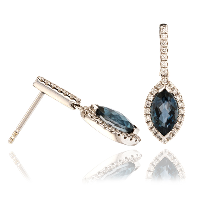 18ct White Gold Blue Topaz Earrings - Image 2