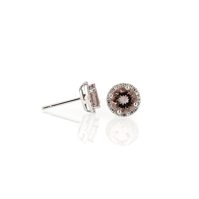 9ct White Gold Morganite Earrings - Image 2