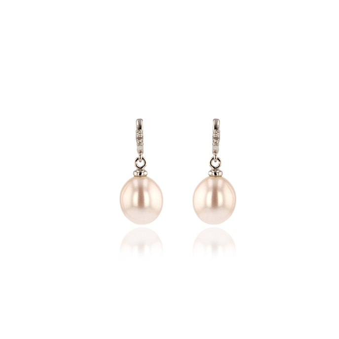 9ct White Gold Pearl Earrings