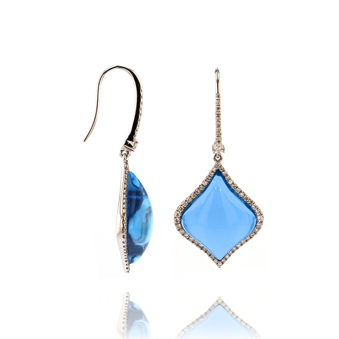 18ct White Gold Blue Topaz Earrings - Image 2