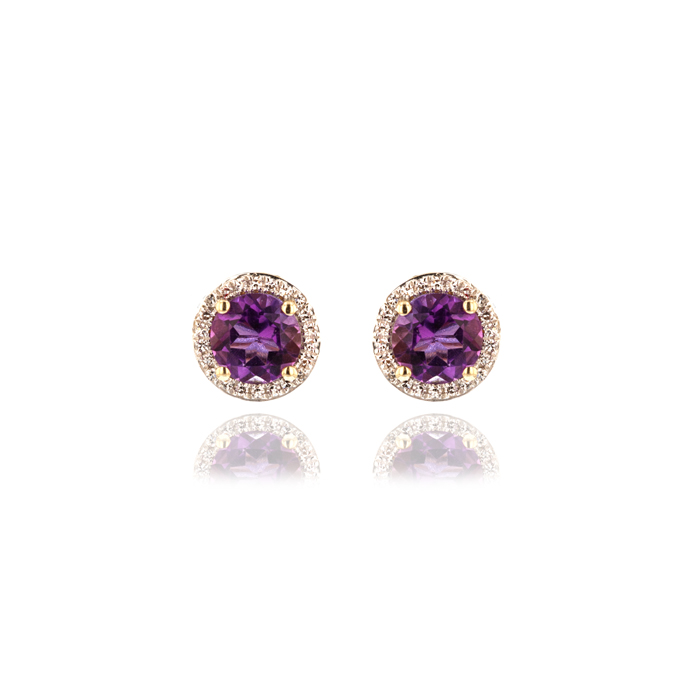 9ct Yellow Gold Amethyst Earrings