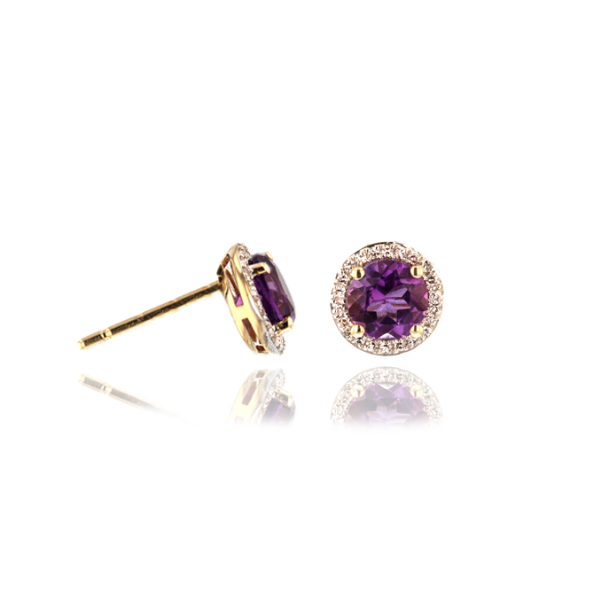 9ct Yellow Gold Amethyst Earrings - Image 2