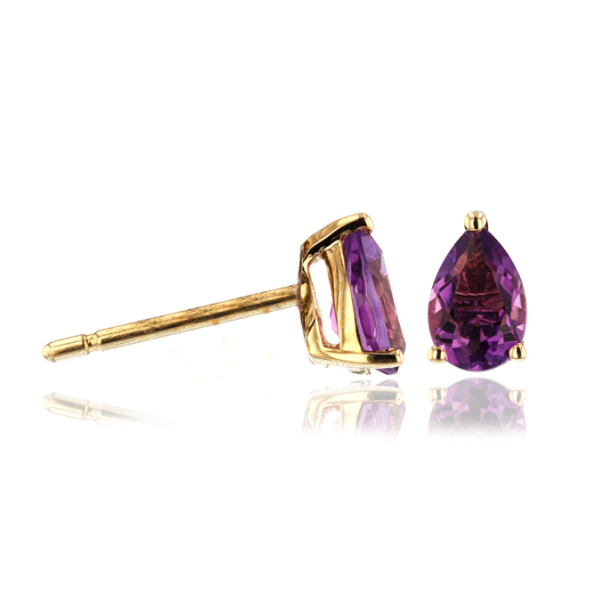 9ct Yellow Gold Amethyst Earrings - Image 2
