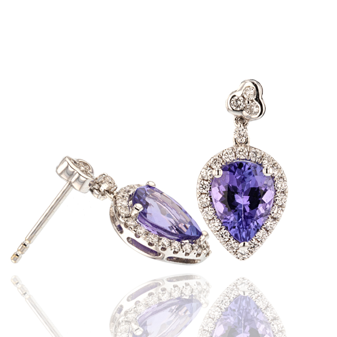 18ct White Gold Tanzanite Earrings - Image 2