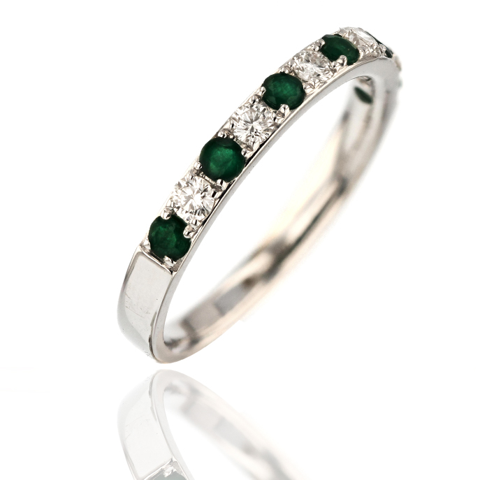 9ct White Gold Emerald and Diamond Ring