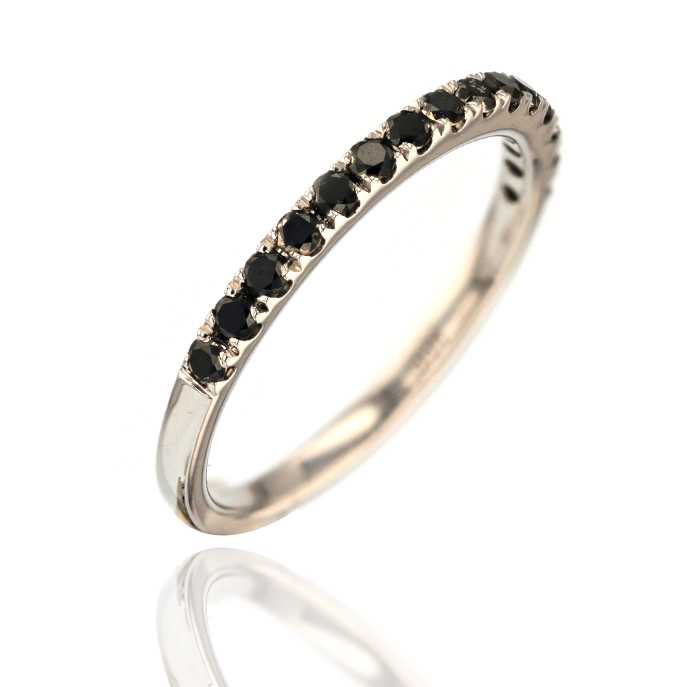 9ct White Gold Black Diamond Ring