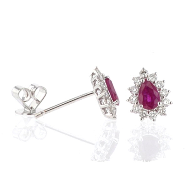 18ct White Gold Ruby and Diamond Earrings - Image 2