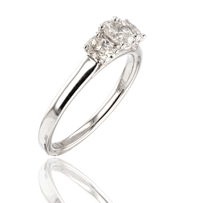 Platinum 0.73ct Diamond Trilogy Ring