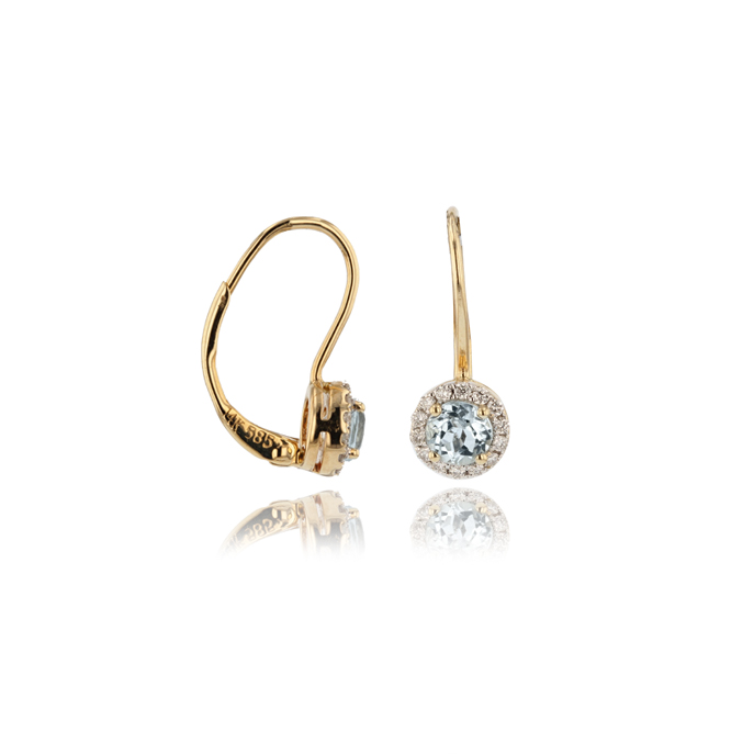 14ct Yellow Gold Aquamarine Earrings - Image 2