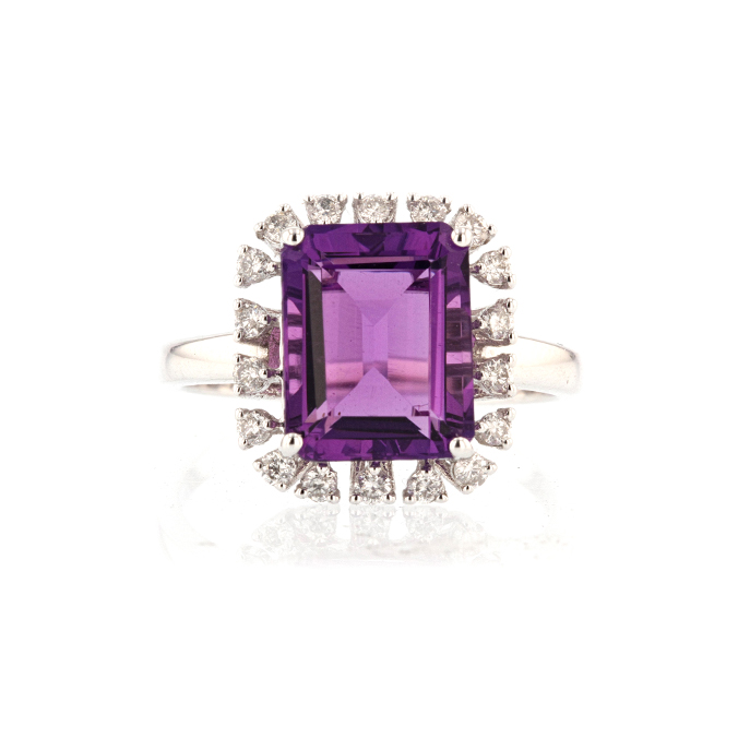 9ct White Gold Amethyst Ring - Image 2