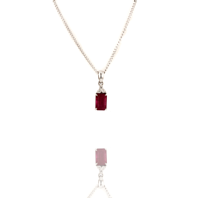 18ct White Gold Ruby and Diamond Pendant