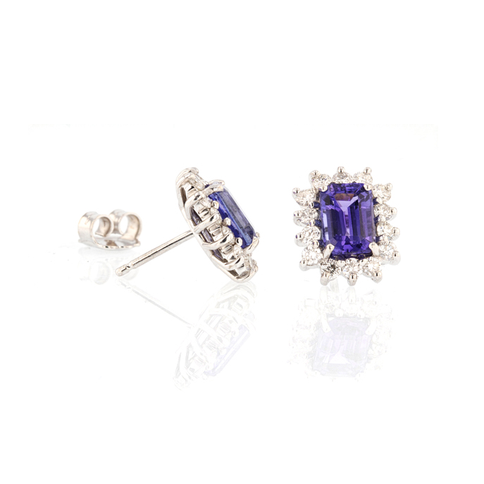 18ct White Gold Tanzanite Earrings - Image 2