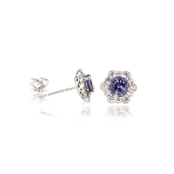 18ct White Gold Tanzanite Earrings - Image 2