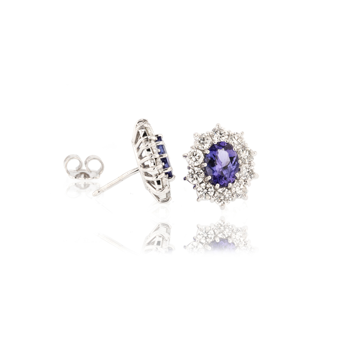 18ct White Gold Tanzanite Earrings - Image 2