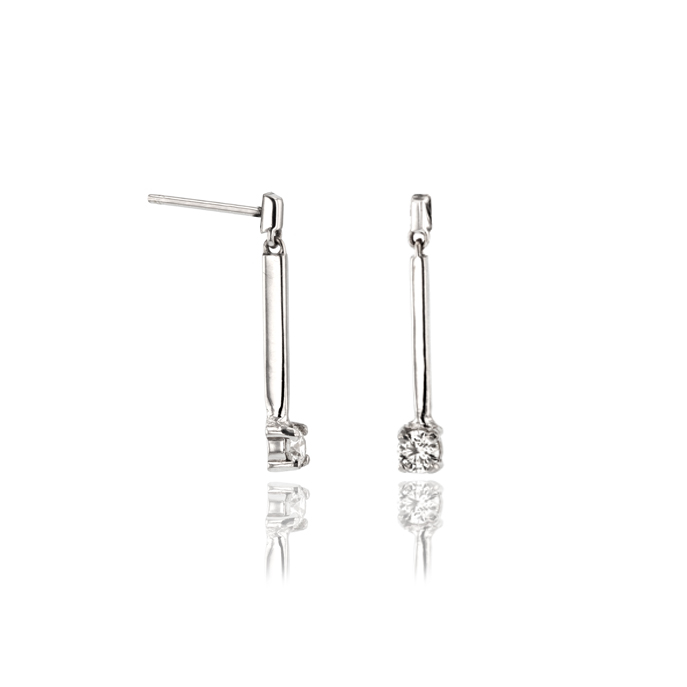 18ct White Gold Diamond Earrings - Image 2